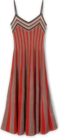 Motivi Uitlopende jurk in gestreepte lurex breisel - Dames - Casual kleedjes - Rood - L - Kleedjes