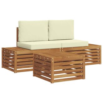 vidaXL Conjunto De Sof&aacute;s De Exterior Natural Y Crema 59 X 59 X 37 Cm Vidaxl