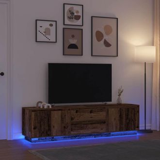 Berkfield Home TV Cabinet with LED Lights Old Wood 193.5x41x50 cm in Brown