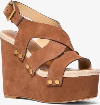 Michael Kors Raven Studded Suede Wedge Sandal