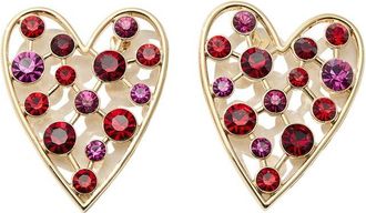 Carolina Herrera CZ Crystal Heart Stud Earrings