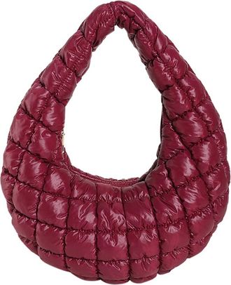 Generic Women Soft Satchel Bag Versatile Cloud Pleatd Bag Lightweight Down Clutch Bag Quilted Tote Handbag Girl Stylish Purse (Red)