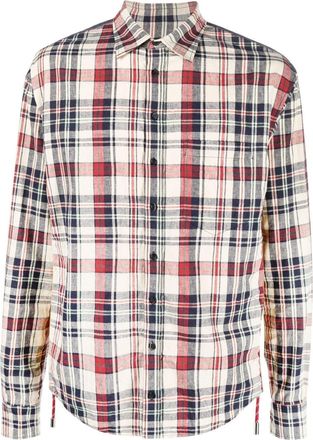 Dsquared2 panelled check-print shirt - men - Cotton/Linen/Flax - 48 - Neutrals