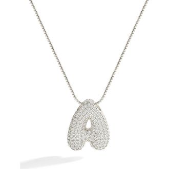 Mint & Lily Pave Bubble Initial Necklace in Silver /Letter A at Nordstrom