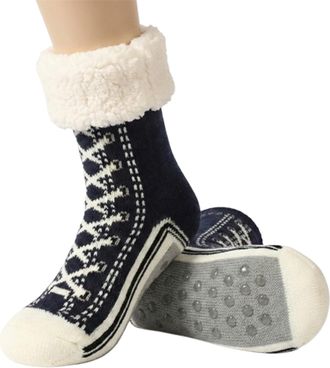 Generic Ultra-thick Cashmere Cute Slipper Home Socks Sport Fleece Lined Knit House Socks Fun Warm Thermal Winter Booties (Black)