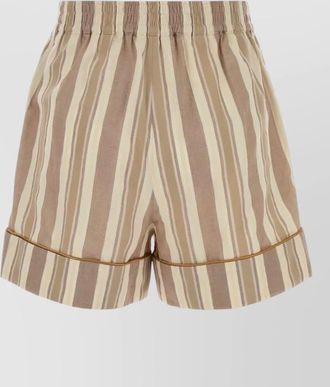 Saint Laurent cotton shorts striped pleated elastic waistband