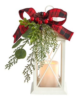 Nearly Natural 12in Holiday Lantern Table Arrangement