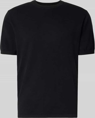Christian Berg T-Shirt mit geripptem Rundhalsausschnitt in Black, Gr&ouml;&szlig;e XL