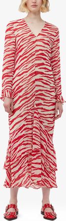 Ganni Red Printed Light Georgette Maxi Dress - Size 32 Viscose
