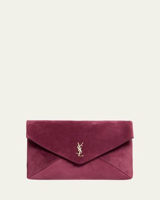 Saint Laurent YSL XXL Suede Envelope Pouch Clutch Bag
