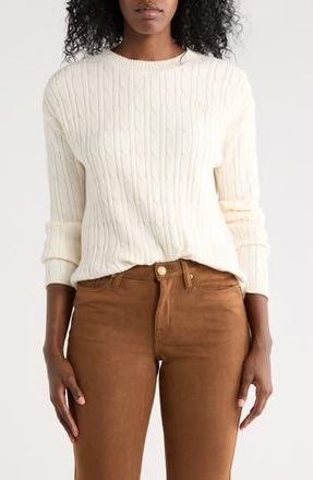 DKNY Crewneck Cable Stitch Sweater in Eggnog at Nordstrom Rack, Size X-Small