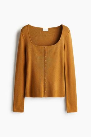 H&M Square-neck Top in Light Brown at Nordstrom, Size Xx-Small