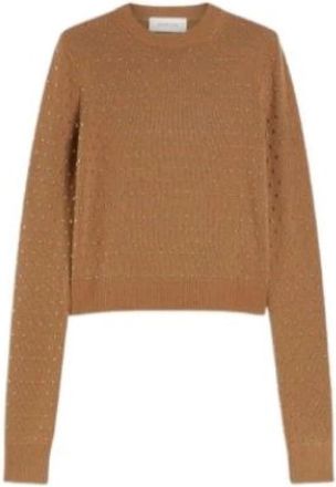 Sportmax Sierra Crewneck Sweater - Dames - Ronde hals truien - Bruin - XS - Wol - Truien & Vesten