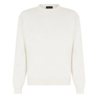 Roberto Collina Round-neck Knitwear, male, White, Size: XL Crewneck sweater in cotton