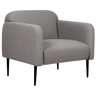 Beliani Beliani - Sill&oacute;n Asiento Silla Retro Art Deco Tela Lino Patas Metal Sala De Estar Gris Y Negro Stouby