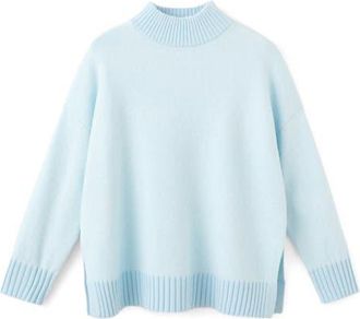 Mango Mock Neck Side Slit Sweater in Sky Blue at Nordstrom, Size X-Small