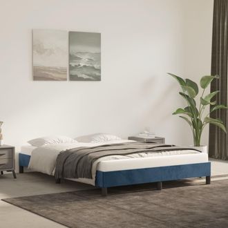 vidaXL Estructura De Cama Sin Colch&oacute;n Terciopelo Azul Oscuro 140x200cm Vidaxl
