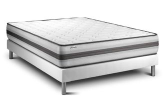 VITALIT Somier blanco + colch&oacute;n con muelles y viscoel&aacute;stica 140 x 190