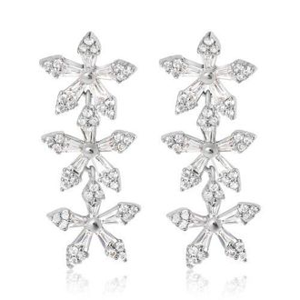 Jessica Simpson Crystal Snowflake Drop Earrings in Silver at Nordstrom