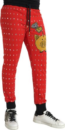 Dolce & Gabbana Mens Red Year Of The Pig Jogger Sweatpants Pants Cotton