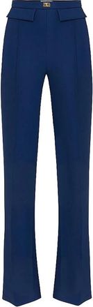 Elisabetta Franchi Flared Broek - Dames - Wijde Broeken - Blauw - M - Leer - Broeken