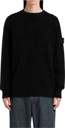 Stone Island Losvallende trui met ronde hals - Heren - Ronde hals truien - Zwart - M - Wol - Truien & Vesten