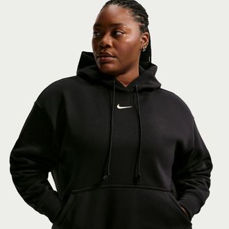 Nike Womens Nike Sportswear Phoenix Fleece Oversized Pullover Hoodie (Plus Size) in Black | DV4984-010