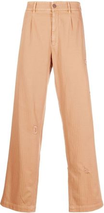 Palm Angels ripped-detail straight-leg trousers - men - Spandex/Elastane/Cotton/Polyester/Cotton - 50 - Neutrals