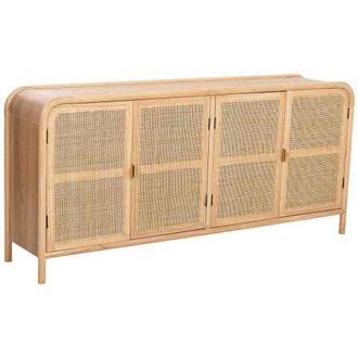 Wanderlust Deco Aparador De Madera Y Rat&aacute;n Marr&oacute;n 180x40x82h Cm