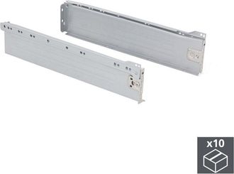 Emuca Lote De 10 Cajones De Cocina Ultrabox, Altura 86mm, Profundidad 270mm, Acero, Gris Metalizado