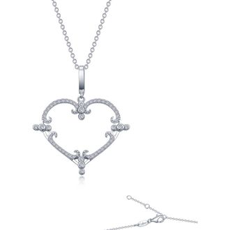 Lafonn Filigree Heart Pendant Necklace in Silver at Nordstrom Rack, Size 20