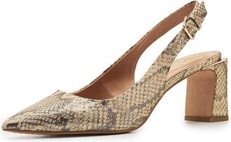 Vince Camuto Hamden Buckle Slingback Pump High Womens Heels Natural/Gold : 9.5 M, Leather