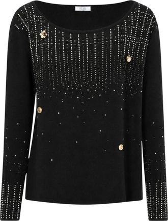 Fracomina Jersey de Cuello Redondo - Knitwear - Mujer - Negro - XL
