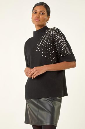 Roman Embellished Shoulder Knit Jumper