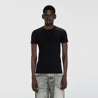 Diesel Slim short-sleeve top with laser cut Oval D - T-Shirts - Man - Black