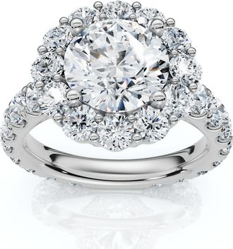 Pompeii3 Certified 4 1/4Ct Diane Diamond Engagement Ring 14k Gold or Platinum Lab Grown