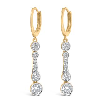 House of Brilliance 10K Yellow Gold Plated.925 Sterling Silver 2.0 Cttw Lab Grown Diamond Bezel Set Dangle Earrings
