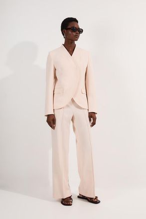 Karen Millen Womens Compact Stretch Asymmetric Single Breasted Tailored Blazer - White - Size 12 UK