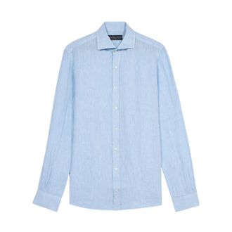 Brooks Brothers Lichtblauwe Linnen Casual Overhemd - Heren - Casual Overhemden - Blauw - S - Linnen - Overhemden