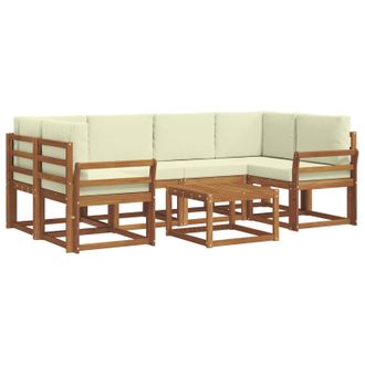 vidaXL Conjunto De Sof&aacute;s De Exterior Con Coj&iacute;n 7 Pcs Natural Y Crema Vidaxl