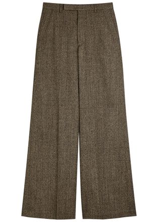 Rick Owens Pantaloni Wide-leg Wool Trousers - Black Other - 42 (UK10 / S)