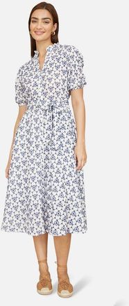 Yumi Broderie Anglaise Midi Shirt Dress in Cool White at Nordstrom, Size 12