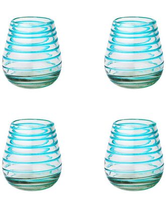 10 Strawberry Street Set of 4 Meridia Mexican Glassware Stemless Wine Glasses