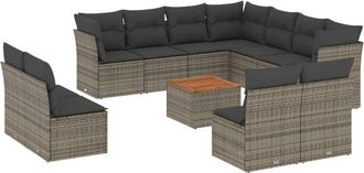 vidaXL Set De Sof&aacute;s De Jard&iacute;n 12 Pzas Con Cojines Rat&aacute;n Sint&eacute;tico Gris Vidaxl