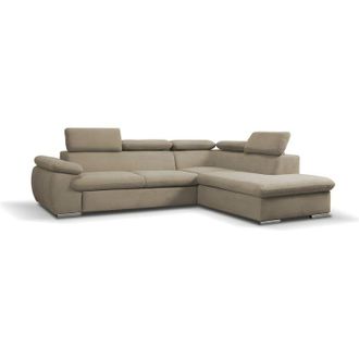 Vente-Unique Vente-unique - Divano letto angolare con contenitore in tessuto Beige - Angolo a destra - fabien