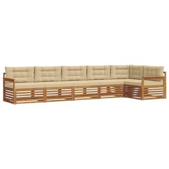 vidaXL Conjunto De Sof&aacute;s De Exterior Con Coj&iacute;n 6 Pcs Natural Y Beige Vidaxl