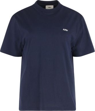 Autry Logo Katoenen T-shirt - Dames - T-shirts - Blauw - S - Katoen - Tops