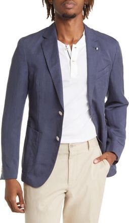 BOSS Hugo Boss Hanry Linen Blend Sport Coat in Dark Blue at Nordstrom Rack, Size 44 Long