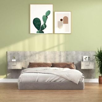 vidaXL Testiera Letto con Comodini in Legno Multistrato Grigio Cemento - Vidaxl