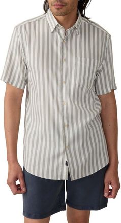 Faherty Movement Monterrey Short Sleeve Button-Up Shirt in Clover Valley Stripe at Nordstrom Rack, Size Xx-Large